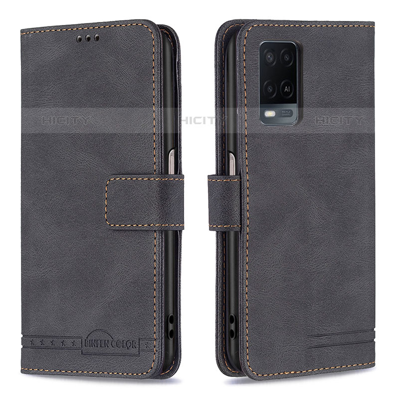 Funda de Cuero Cartera con Soporte Carcasa B05F para Oppo A54 4G Negro