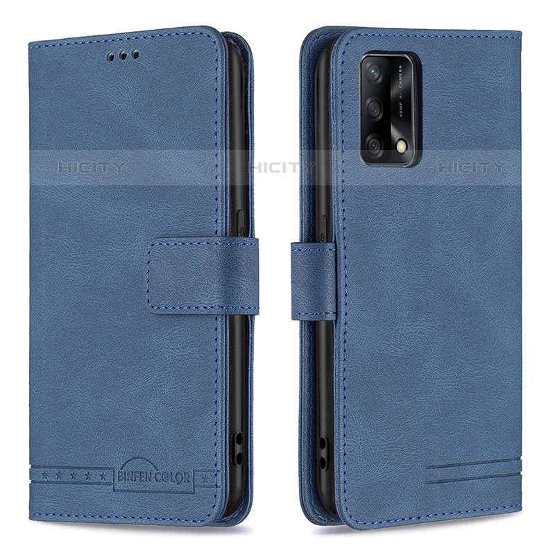 Funda de Cuero Cartera con Soporte Carcasa B05F para Oppo A74 4G Azul