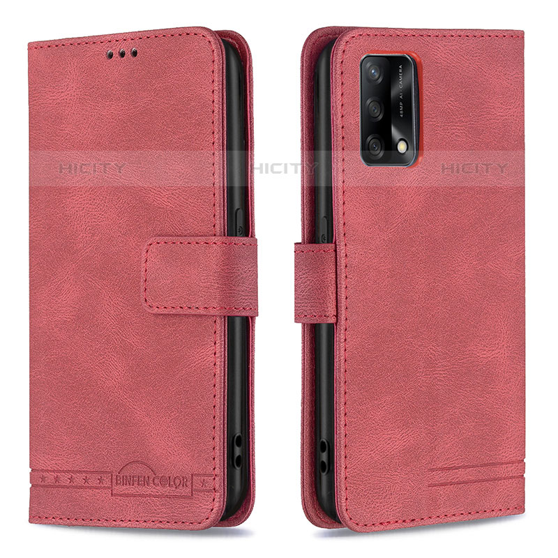 Funda de Cuero Cartera con Soporte Carcasa B05F para Oppo A74 4G Rojo