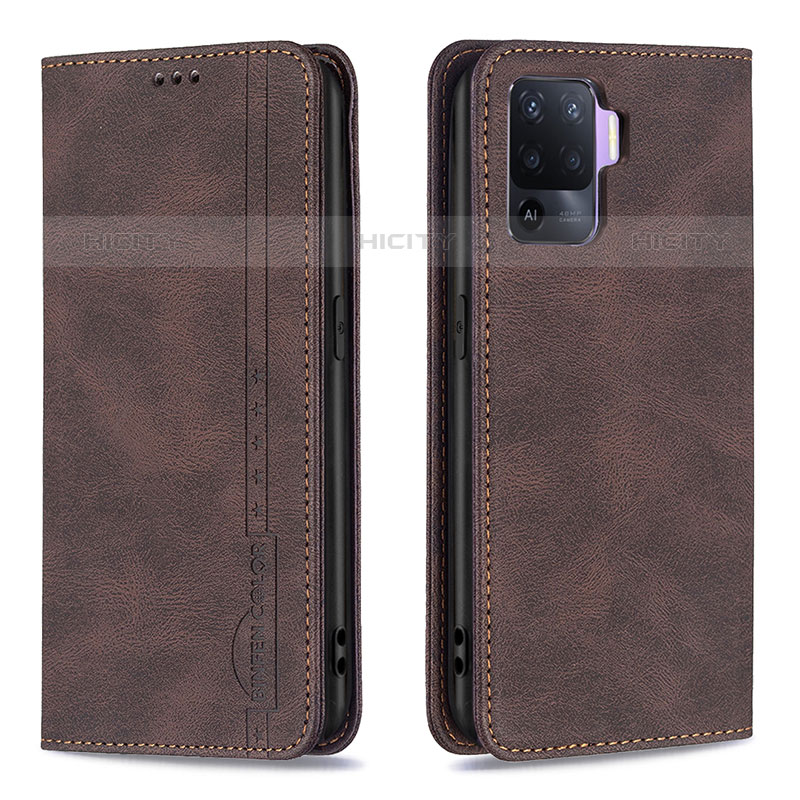 Funda de Cuero Cartera con Soporte Carcasa B05F para Oppo A94 4G Marron