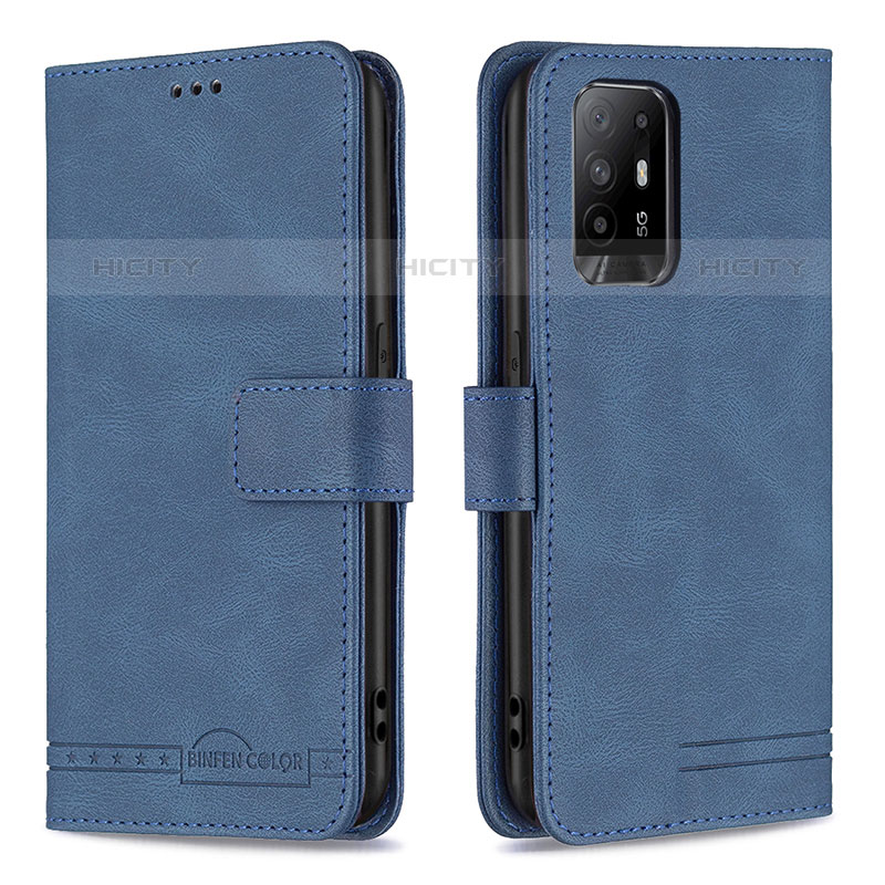 Funda de Cuero Cartera con Soporte Carcasa B05F para Oppo A94 5G Azul