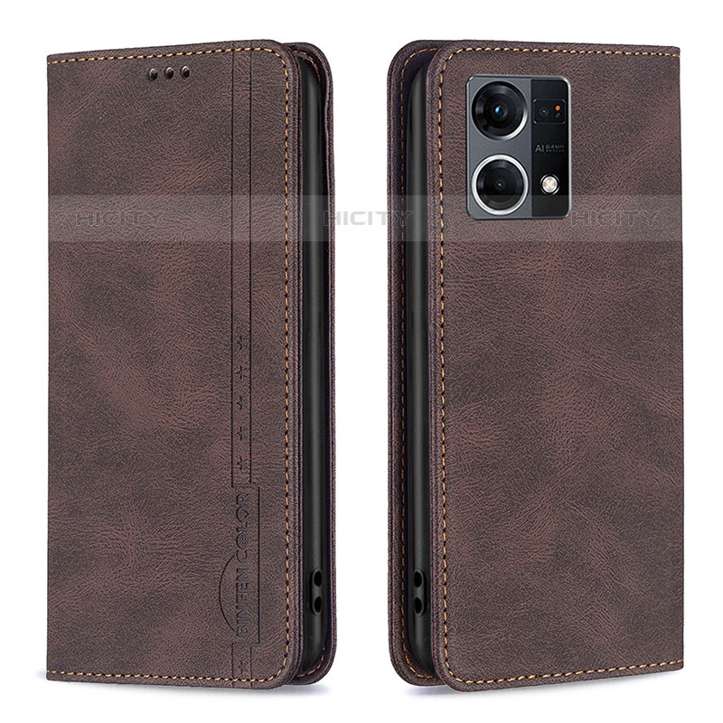 Funda de Cuero Cartera con Soporte Carcasa B05F para Oppo Reno8 4G Marron