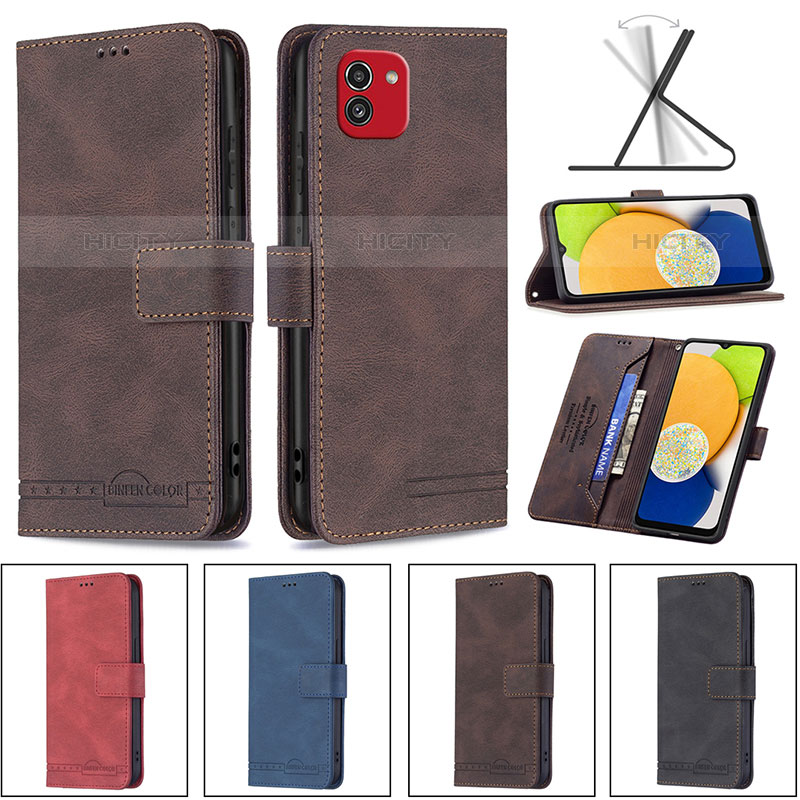 Funda de Cuero Cartera con Soporte Carcasa B05F para Samsung Galaxy A03