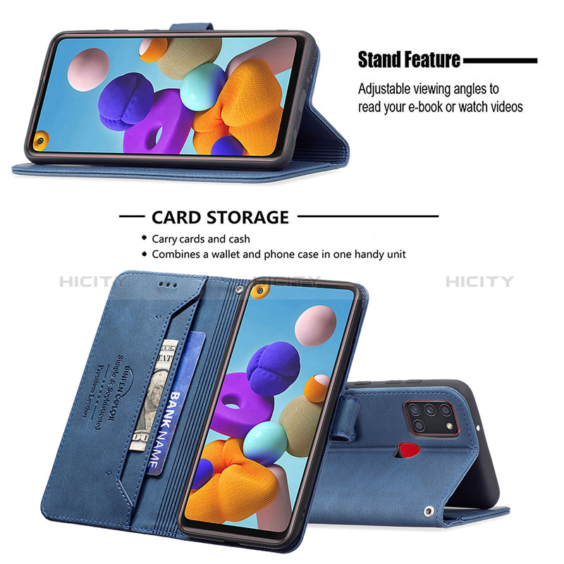 Funda de Cuero Cartera con Soporte Carcasa B05F para Samsung Galaxy A21s