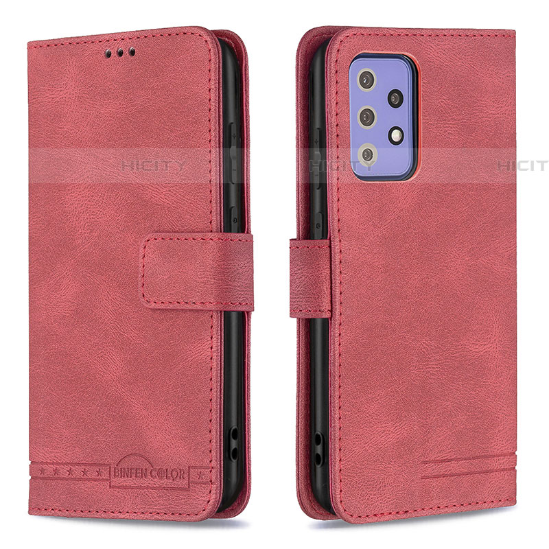 Funda de Cuero Cartera con Soporte Carcasa B05F para Samsung Galaxy A72 4G Rojo