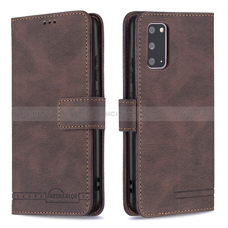 Funda de Cuero Cartera con Soporte Carcasa B05F para Samsung Galaxy S20 5G Marron