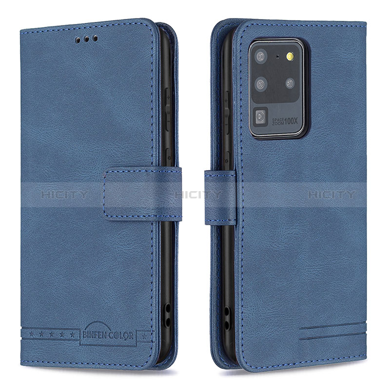 Funda de Cuero Cartera con Soporte Carcasa B05F para Samsung Galaxy S20 Ultra 5G Azul