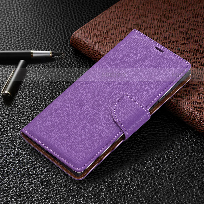 Funda de Cuero Cartera con Soporte Carcasa B05F para Samsung Galaxy S23 Ultra 5G Morado