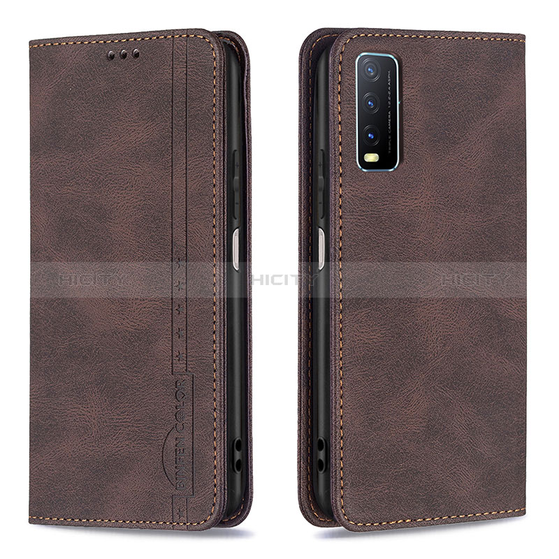 Funda de Cuero Cartera con Soporte Carcasa B05F para Vivo Y20 (2021) Marron