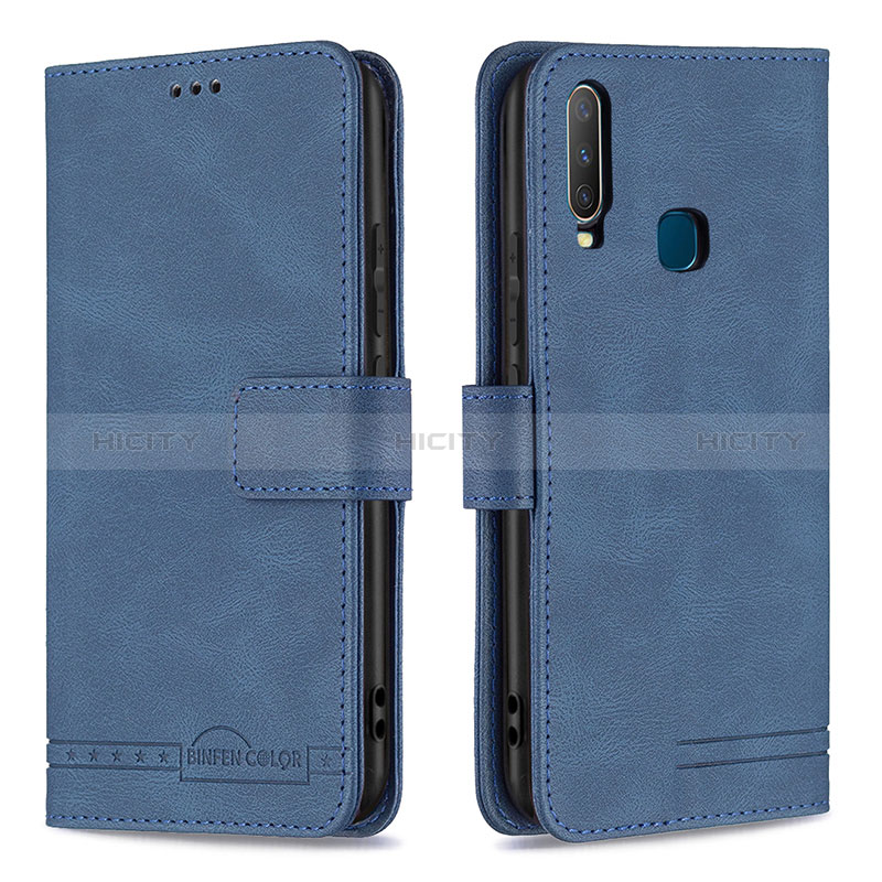 Funda de Cuero Cartera con Soporte Carcasa B05F para Vivo Y3s Azul