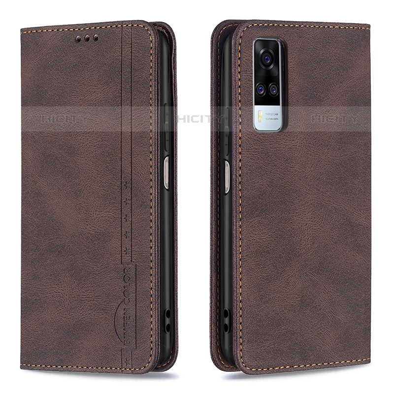 Funda de Cuero Cartera con Soporte Carcasa B05F para Vivo Y51A Marron