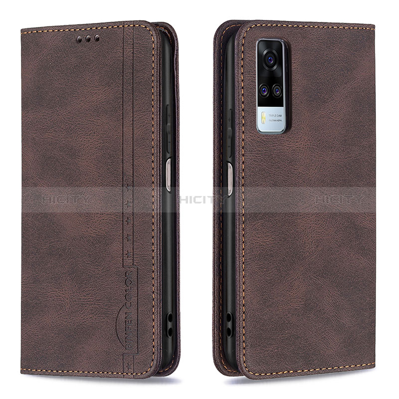 Funda de Cuero Cartera con Soporte Carcasa B05F para Vivo Y53s NFC Marron