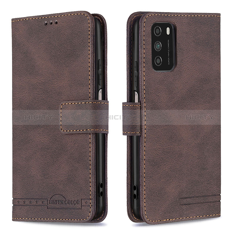 Funda de Cuero Cartera con Soporte Carcasa B05F para Xiaomi Poco M3 Marron