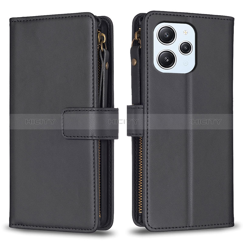 Funda de Cuero Cartera con Soporte Carcasa B05F para Xiaomi Redmi 12 4G Negro