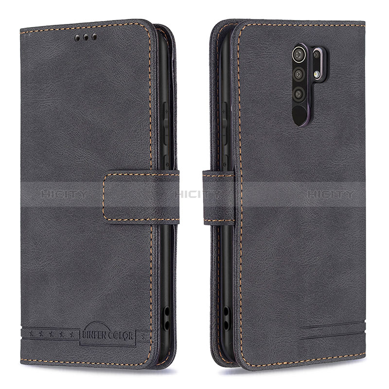 Funda de Cuero Cartera con Soporte Carcasa B05F para Xiaomi Redmi 9 Negro