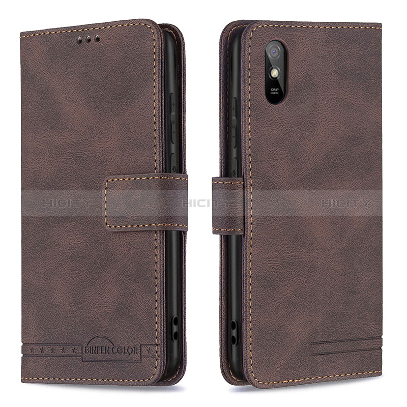 Funda de Cuero Cartera con Soporte Carcasa B05F para Xiaomi Redmi 9i Marron