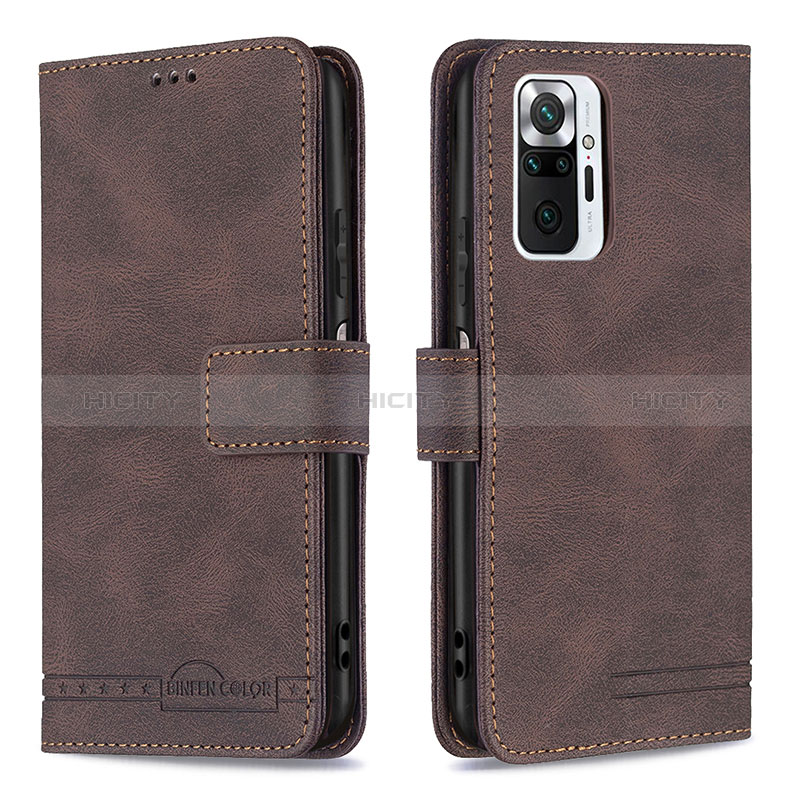 Funda de Cuero Cartera con Soporte Carcasa B05F para Xiaomi Redmi Note 10 Pro 4G Marron