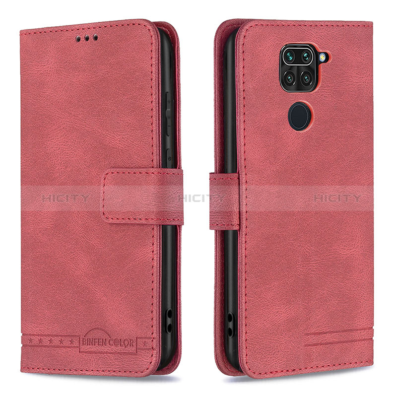 Funda de Cuero Cartera con Soporte Carcasa B05F para Xiaomi Redmi Note 9 Rojo