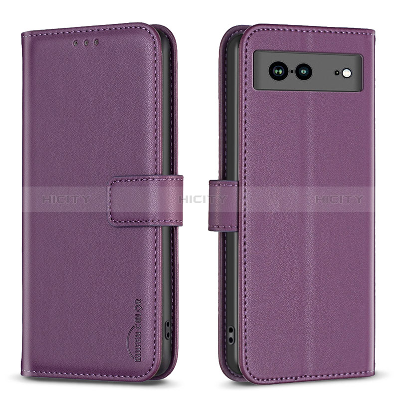 Funda de Cuero Cartera con Soporte Carcasa B06F para Google Pixel 7a 5G Morado