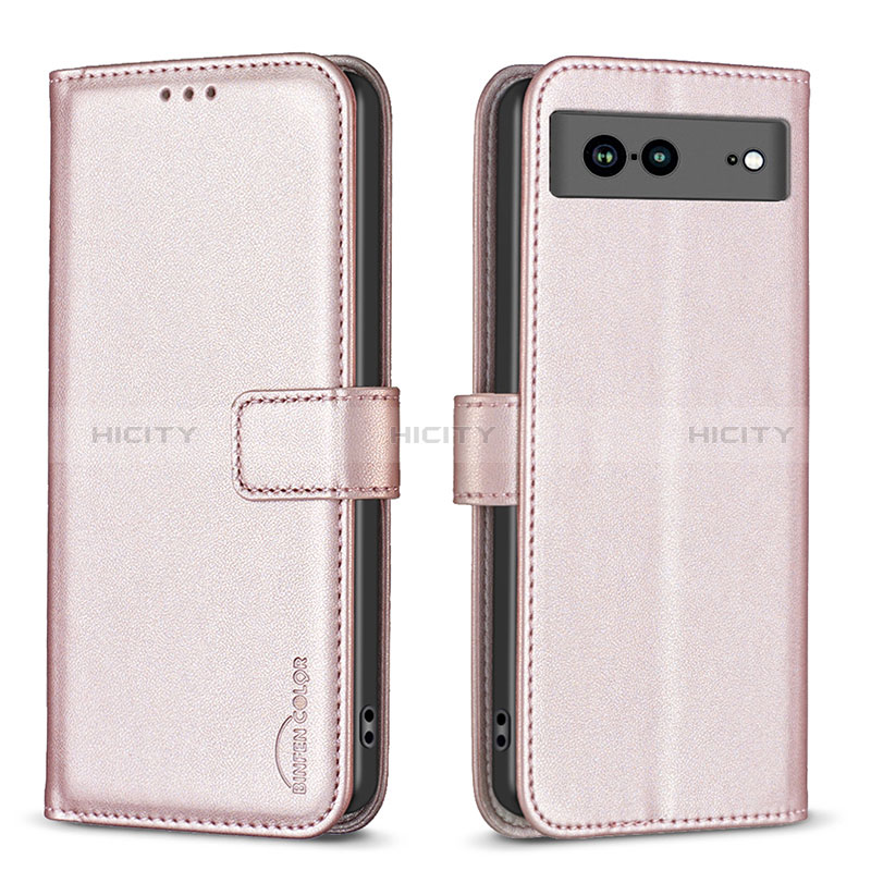 Funda de Cuero Cartera con Soporte Carcasa B06F para Google Pixel 7a 5G Oro Rosa