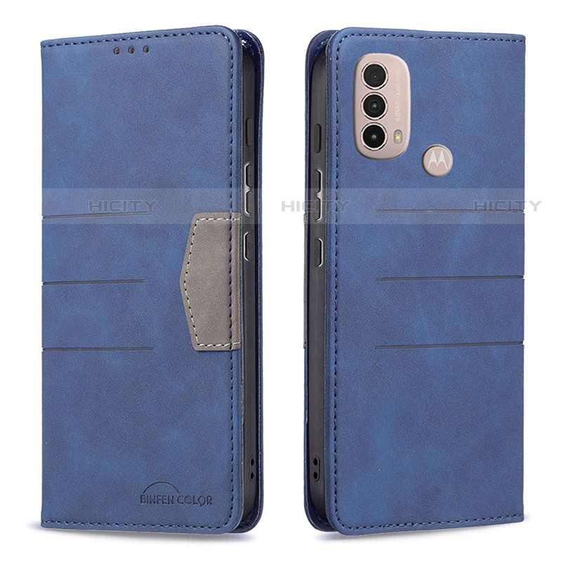 Funda de Cuero Cartera con Soporte Carcasa B06F para Motorola Moto E40 Azul