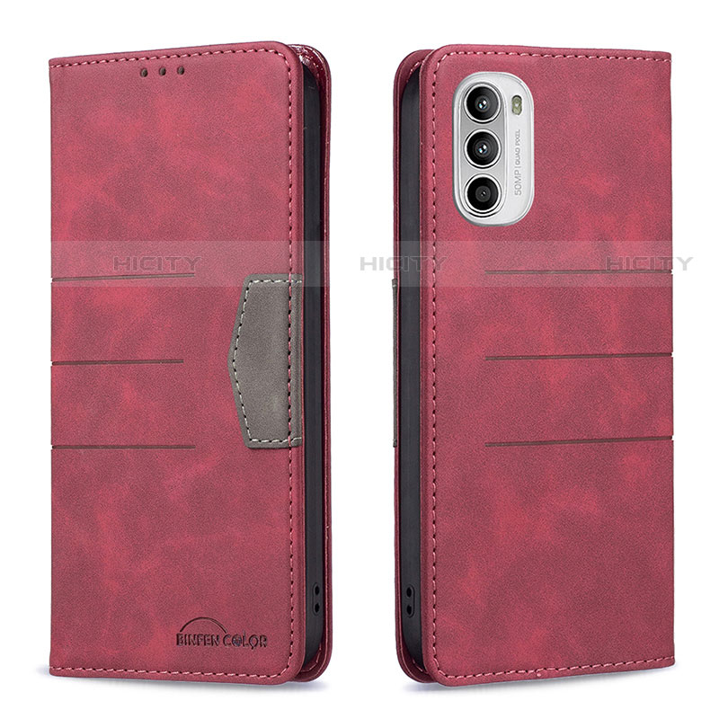 Funda de Cuero Cartera con Soporte Carcasa B06F para Motorola Moto Edge (2022) 5G Rojo