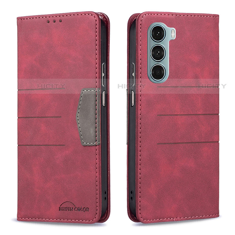 Funda de Cuero Cartera con Soporte Carcasa B06F para Motorola Moto Edge S30 5G Rojo