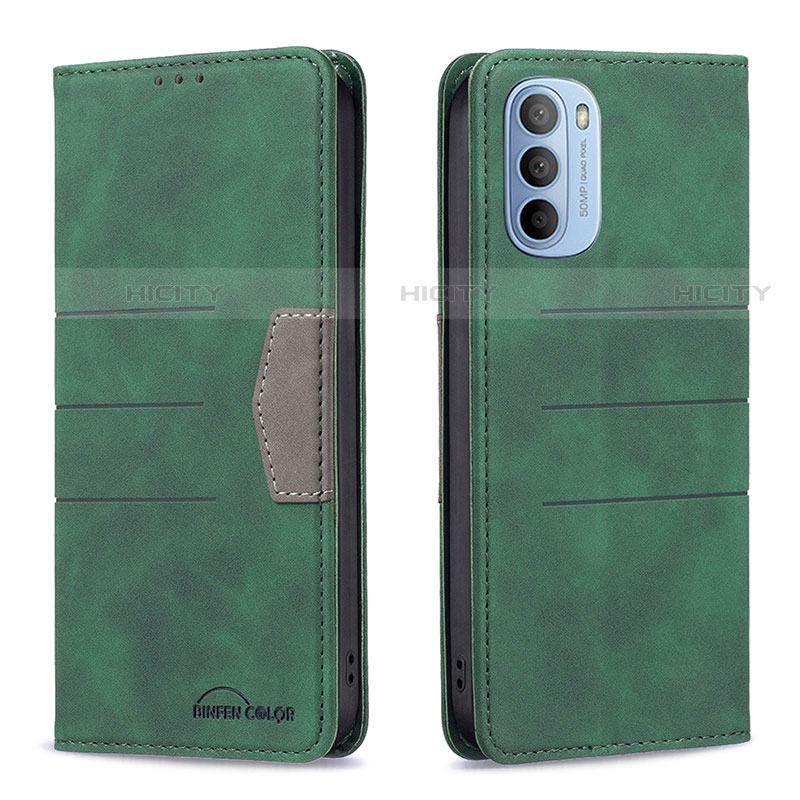 Funda de Cuero Cartera con Soporte Carcasa B06F para Motorola Moto G31 Verde