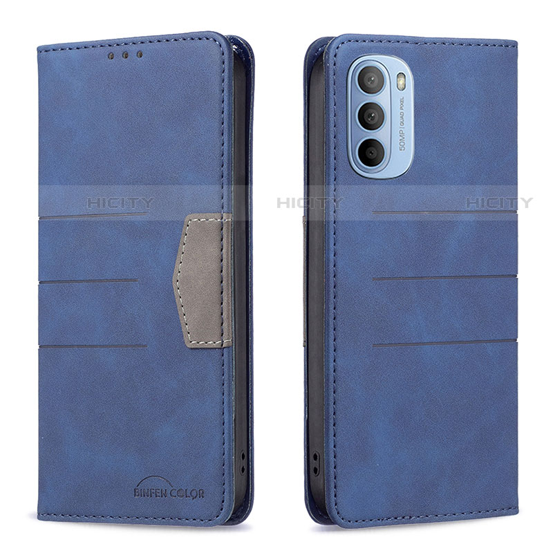 Funda de Cuero Cartera con Soporte Carcasa B06F para Motorola Moto G41 Azul