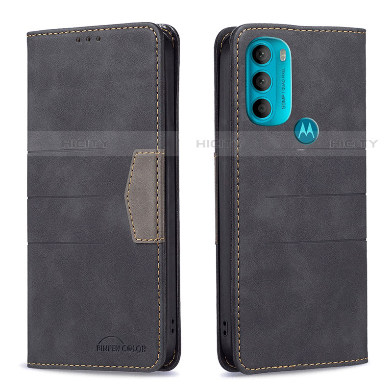 Funda de Cuero Cartera con Soporte Carcasa B06F para Motorola Moto G71 5G Negro