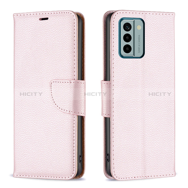 Funda de Cuero Cartera con Soporte Carcasa B06F para Nokia G22 Oro Rosa