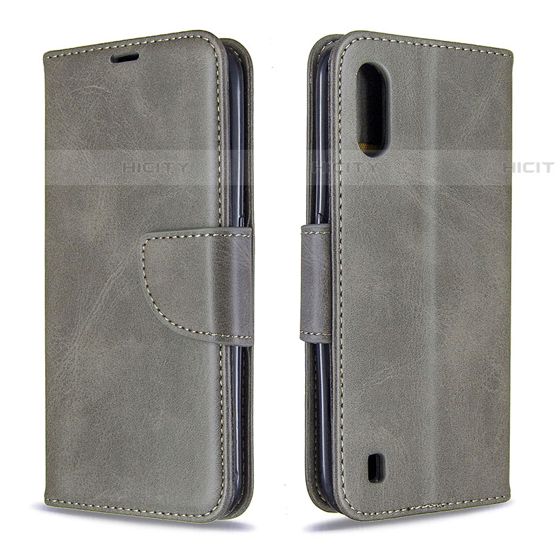 Funda de Cuero Cartera con Soporte Carcasa B06F para Samsung Galaxy A01 SM-A015 Gris