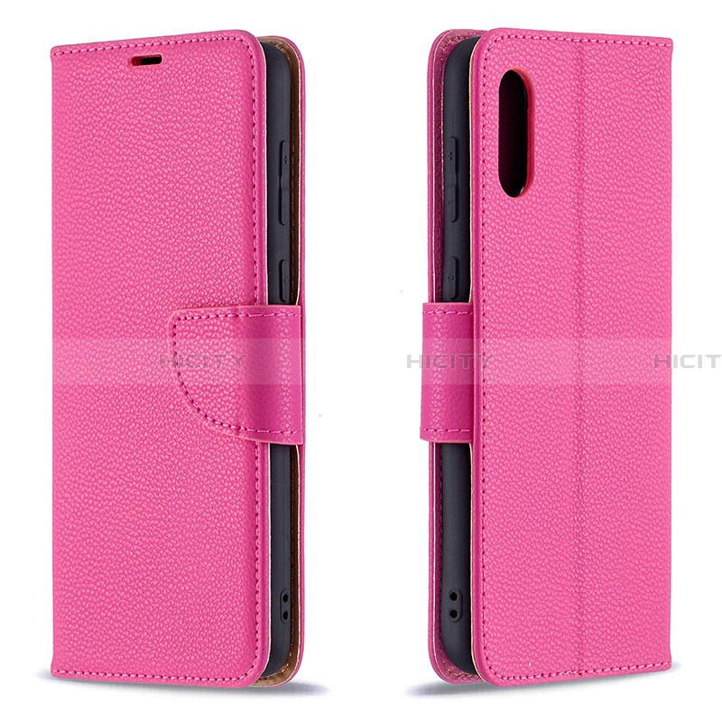 Funda de Cuero Cartera con Soporte Carcasa B06F para Samsung Galaxy A02 Rosa Roja