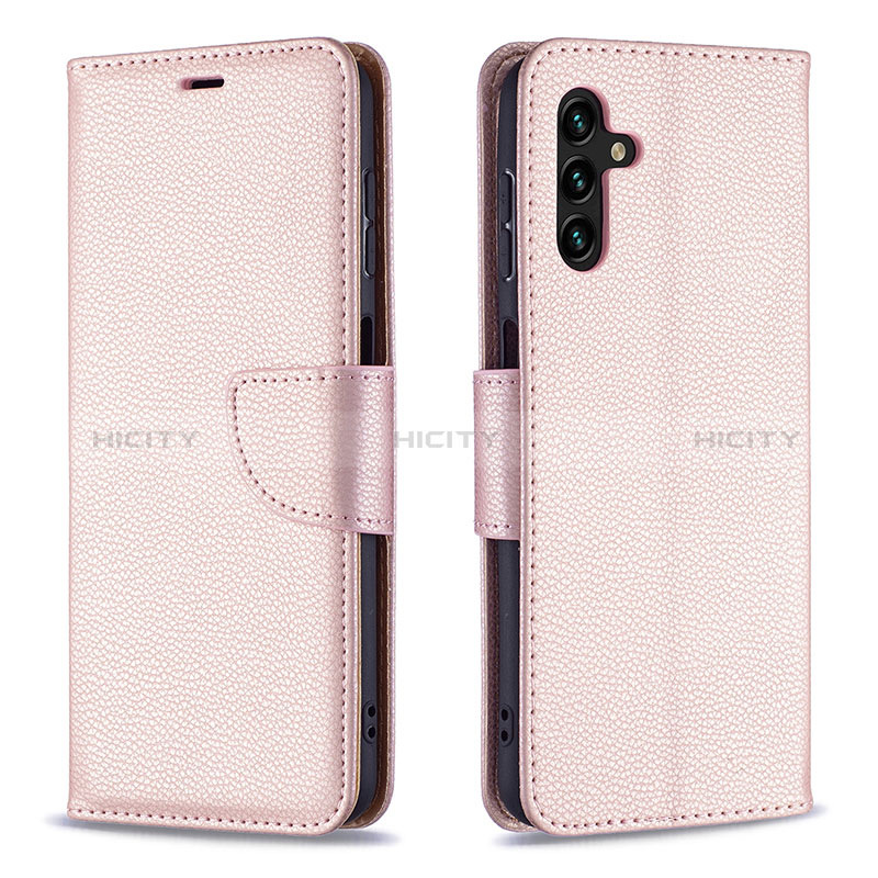 Funda de Cuero Cartera con Soporte Carcasa B06F para Samsung Galaxy A04s Oro Rosa