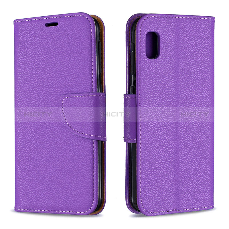 Funda de Cuero Cartera con Soporte Carcasa B06F para Samsung Galaxy A10e Morado