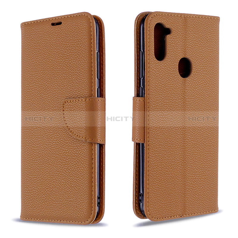 Funda de Cuero Cartera con Soporte Carcasa B06F para Samsung Galaxy A11 Marron