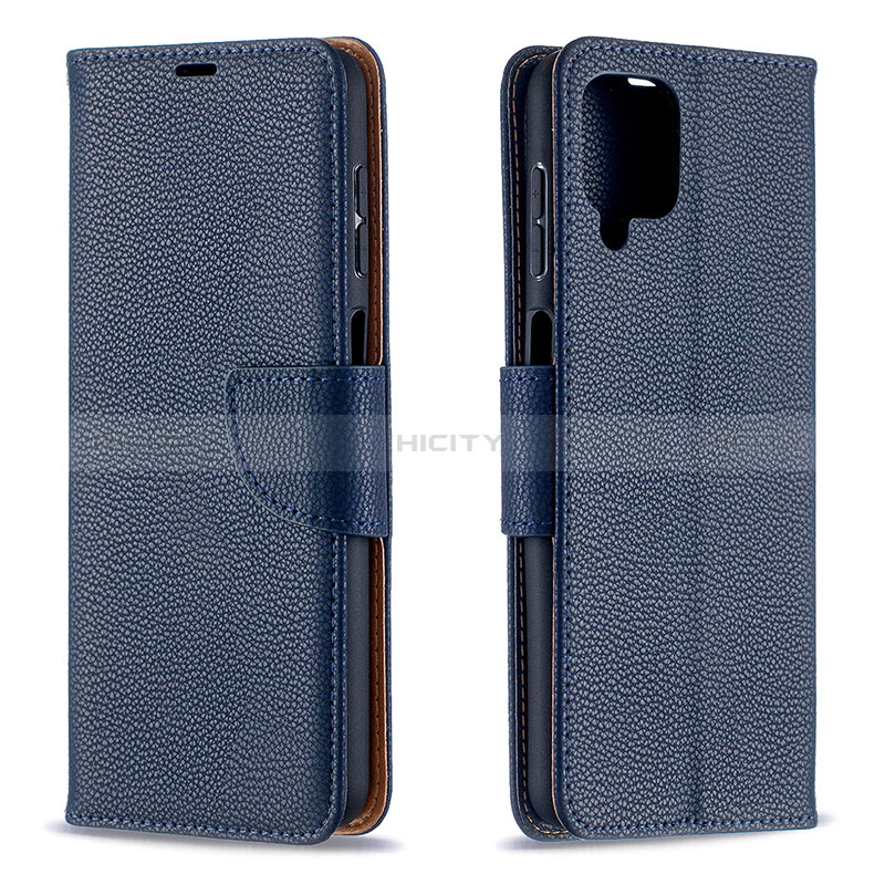 Funda de Cuero Cartera con Soporte Carcasa B06F para Samsung Galaxy A12 5G Azul