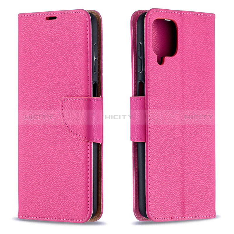 Funda de Cuero Cartera con Soporte Carcasa B06F para Samsung Galaxy A12 Nacho Rosa Roja