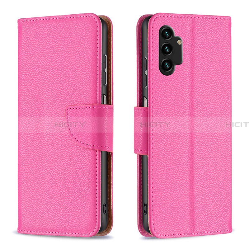 Funda de Cuero Cartera con Soporte Carcasa B06F para Samsung Galaxy A13 4G Rosa Roja