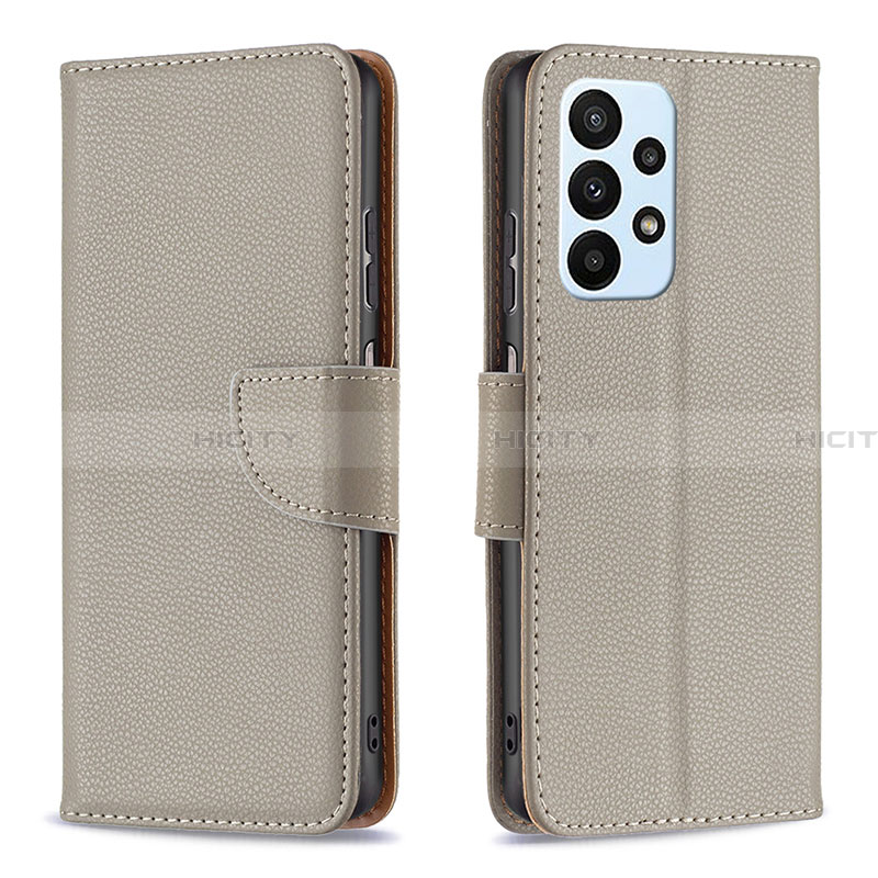 Funda de Cuero Cartera con Soporte Carcasa B06F para Samsung Galaxy A23 4G Gris