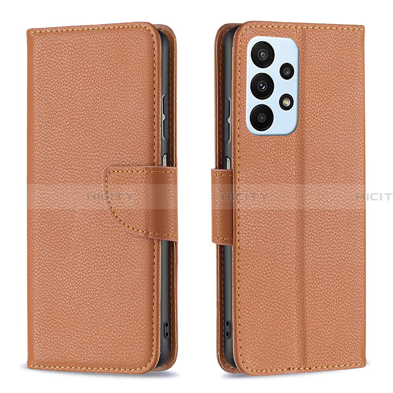 Funda de Cuero Cartera con Soporte Carcasa B06F para Samsung Galaxy A23 4G Marron