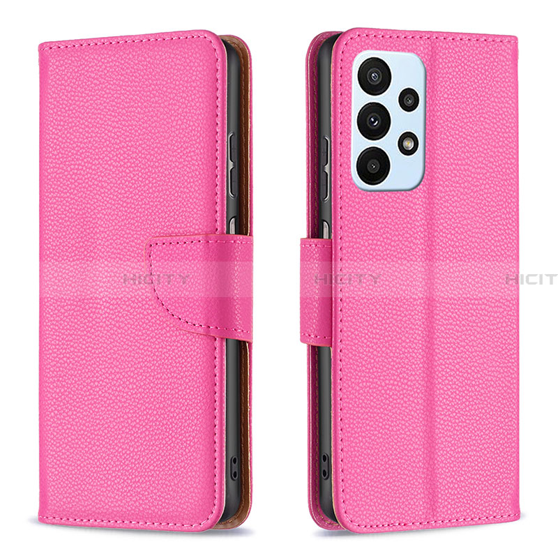 Funda de Cuero Cartera con Soporte Carcasa B06F para Samsung Galaxy A23 4G Rosa Roja