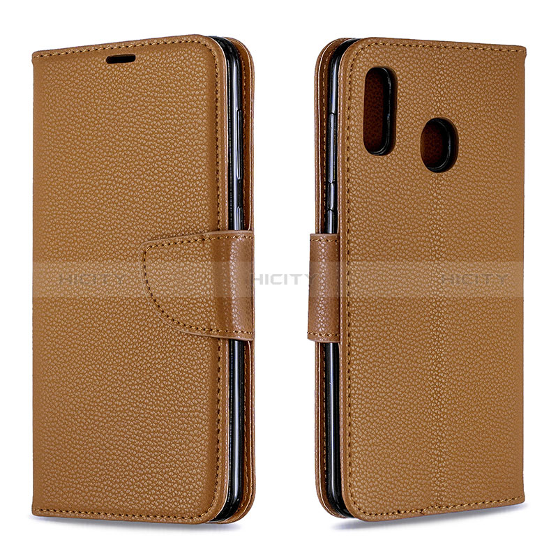 Funda de Cuero Cartera con Soporte Carcasa B06F para Samsung Galaxy A30 Marron