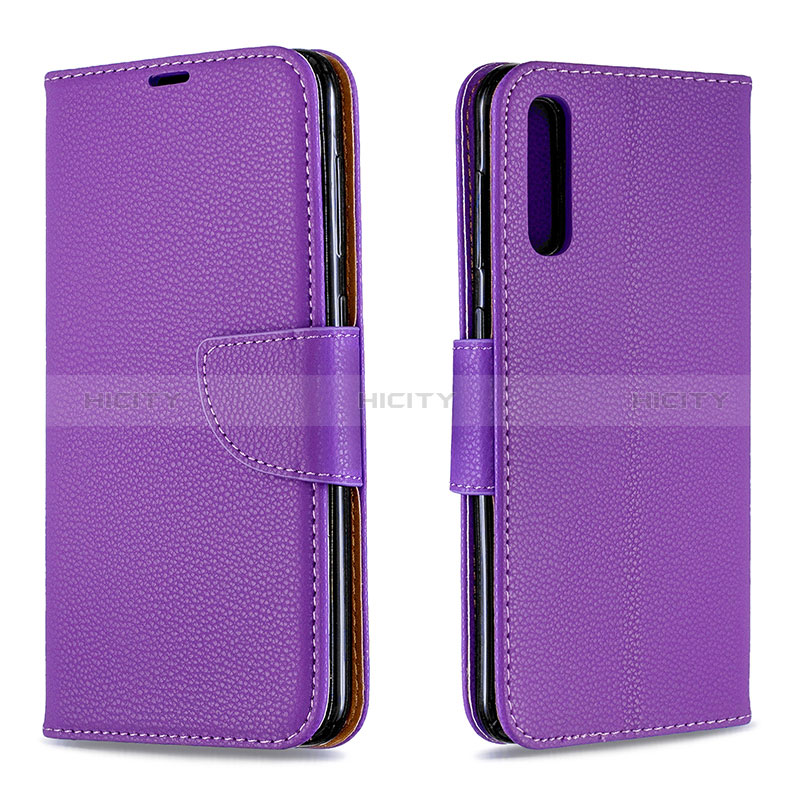 Funda de Cuero Cartera con Soporte Carcasa B06F para Samsung Galaxy A30S Morado