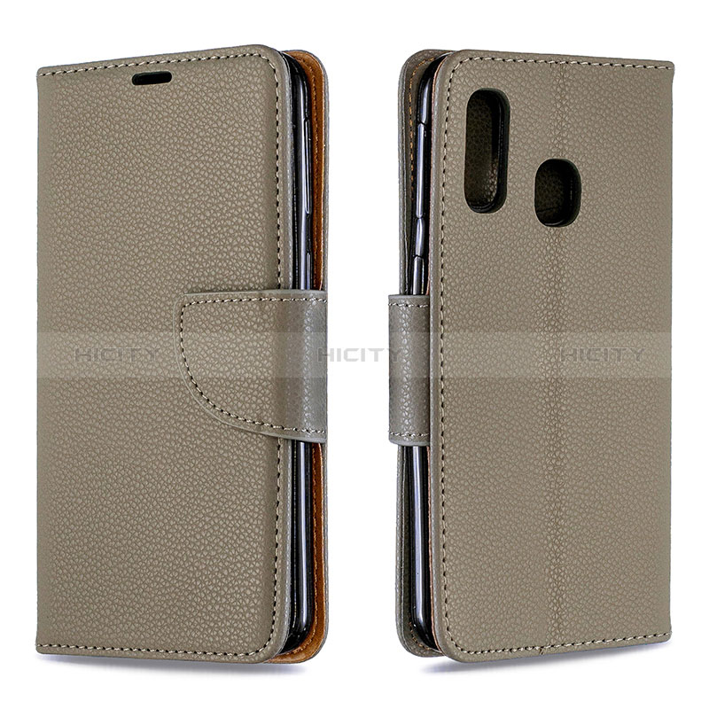 Funda de Cuero Cartera con Soporte Carcasa B06F para Samsung Galaxy A40 Gris