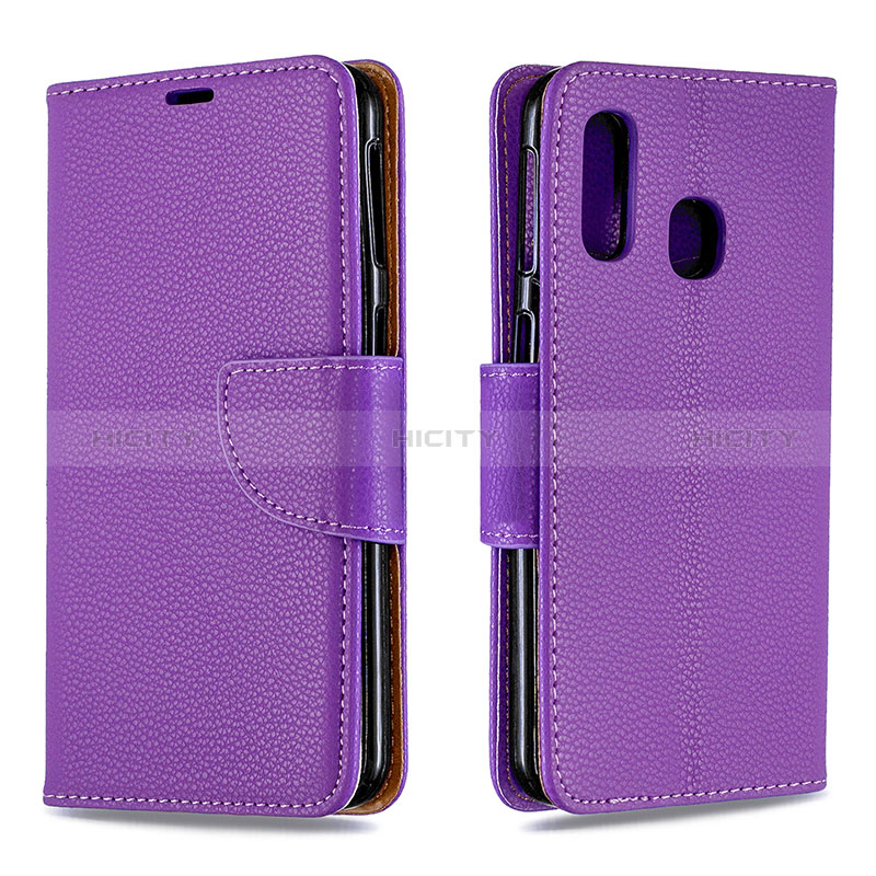 Funda de Cuero Cartera con Soporte Carcasa B06F para Samsung Galaxy A40 Morado