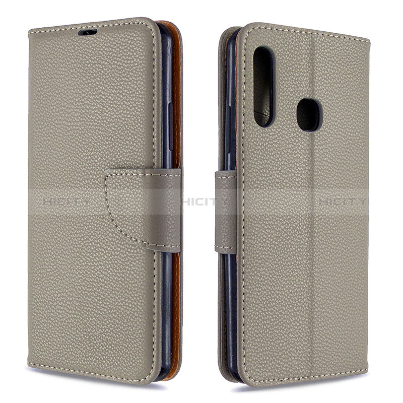 Funda de Cuero Cartera con Soporte Carcasa B06F para Samsung Galaxy A70E Gris