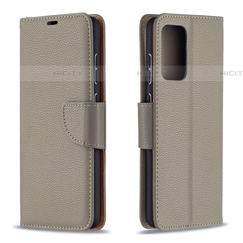 Funda de Cuero Cartera con Soporte Carcasa B06F para Samsung Galaxy A72 5G Gris