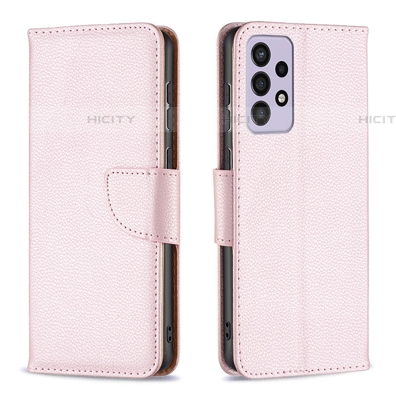 Funda de Cuero Cartera con Soporte Carcasa B06F para Samsung Galaxy A73 5G Oro Rosa