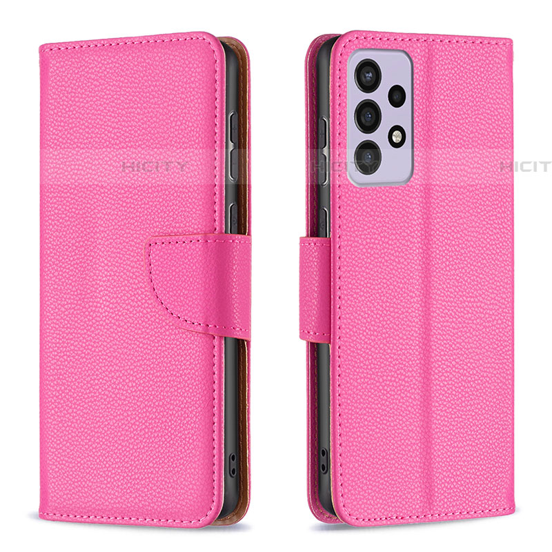 Funda de Cuero Cartera con Soporte Carcasa B06F para Samsung Galaxy A73 5G Rosa Roja